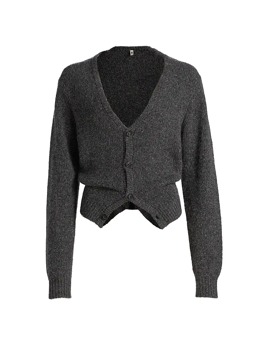 R13 Women's Cashmere Split-Hem Cardigan - Charcoal Grey - Size XS | Image 1 R13 Women's Cashmere Split-Hem Cardigan - Charcoal Grey - Size XS | Image 1