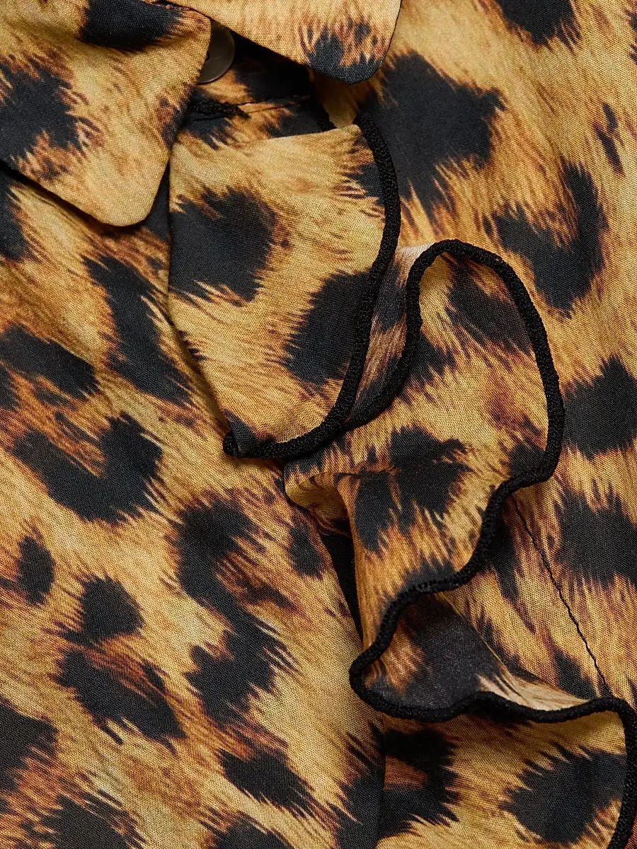 R13 Women's Leopard-Print Ruffle-Trim Cotton Blouse | Thumbnail 7