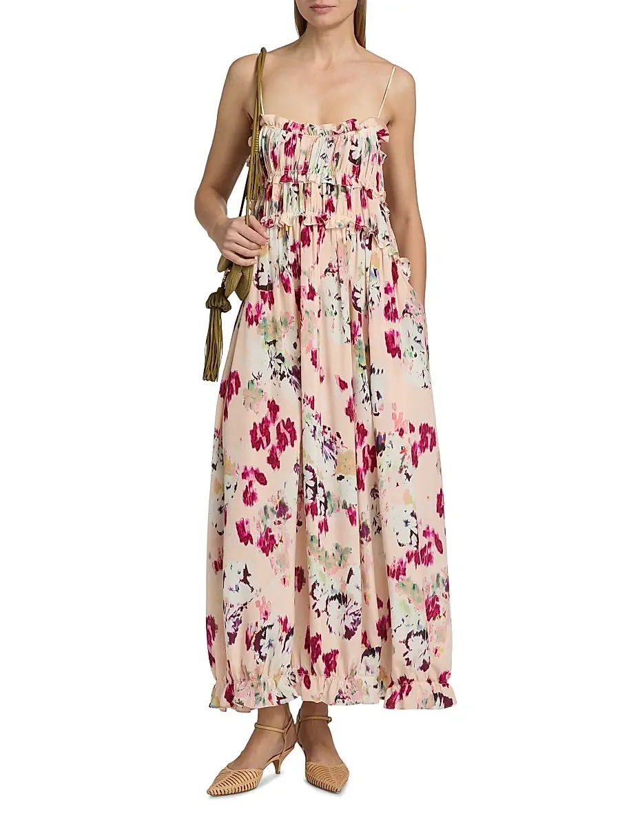 Ulla Johnson Women's Clove Ruffled Floral Silk Maxi Dress | Thumbnail 2