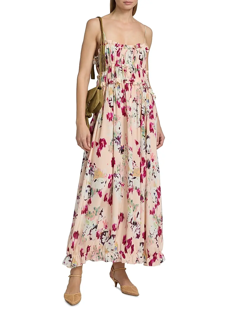 Ulla Johnson Women's Clove Ruffled Floral Silk Maxi Dress | Thumbnail 3