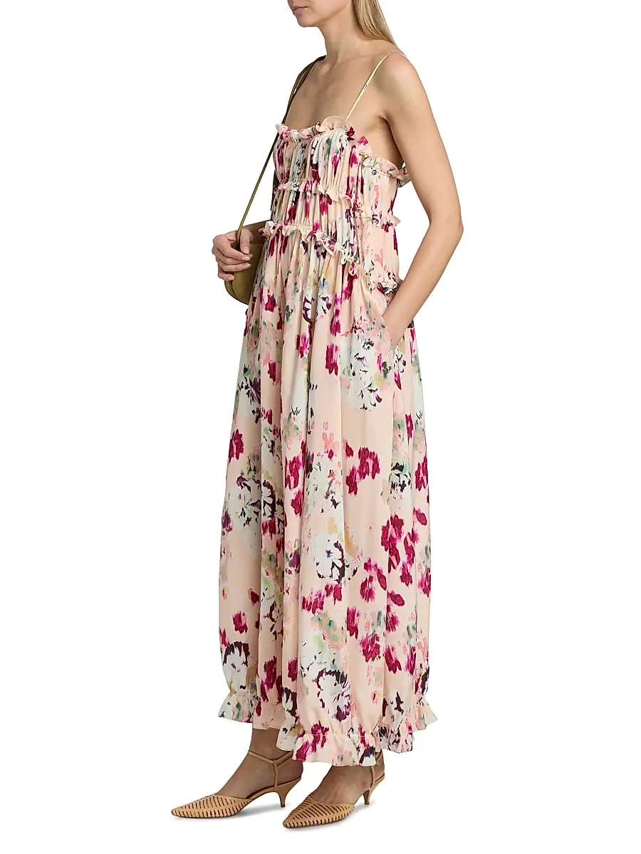Ulla Johnson Women's Clove Ruffled Floral Silk Maxi Dress | Thumbnail 4