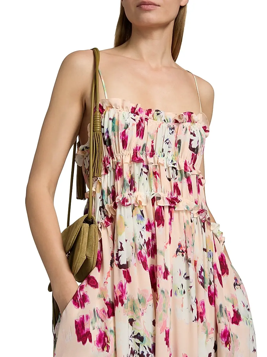 Ulla Johnson Women's Clove Ruffled Floral Silk Maxi Dress | Thumbnail 6