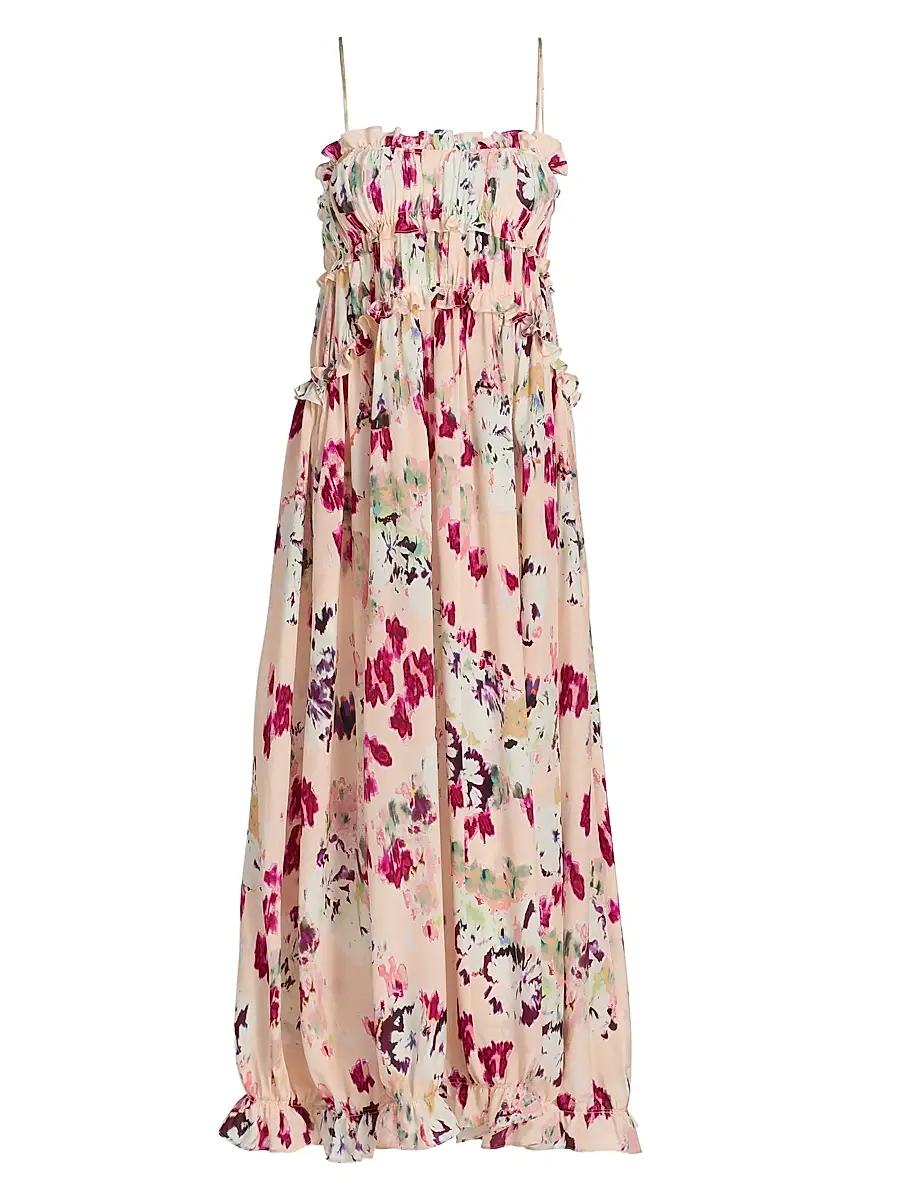 Ulla Johnson Women's Clove Ruffled Floral Silk Maxi Dress - Summer Garden - Size 16 | Image 1 Ulla Johnson Women's Clove Ruffled Floral Silk Maxi Dress - Summer Garden - Size 16 | Image 1
