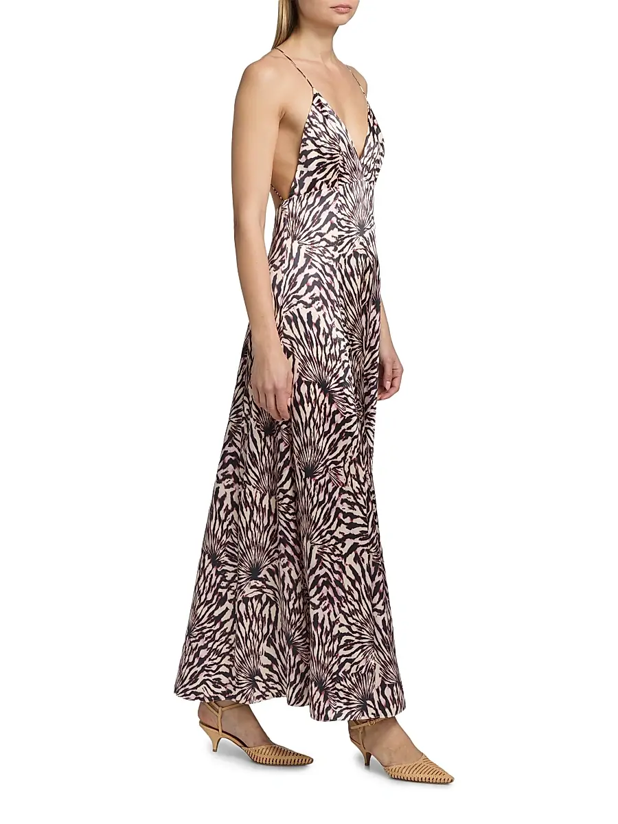 Ulla Johnson Women's Oriana Zebra-Print Satin A-Line Maxi Dress | Thumbnail 2 Ulla Johnson Women's Oriana Zebra-Print Satin A-Line Maxi Dress | Thumbnail 2