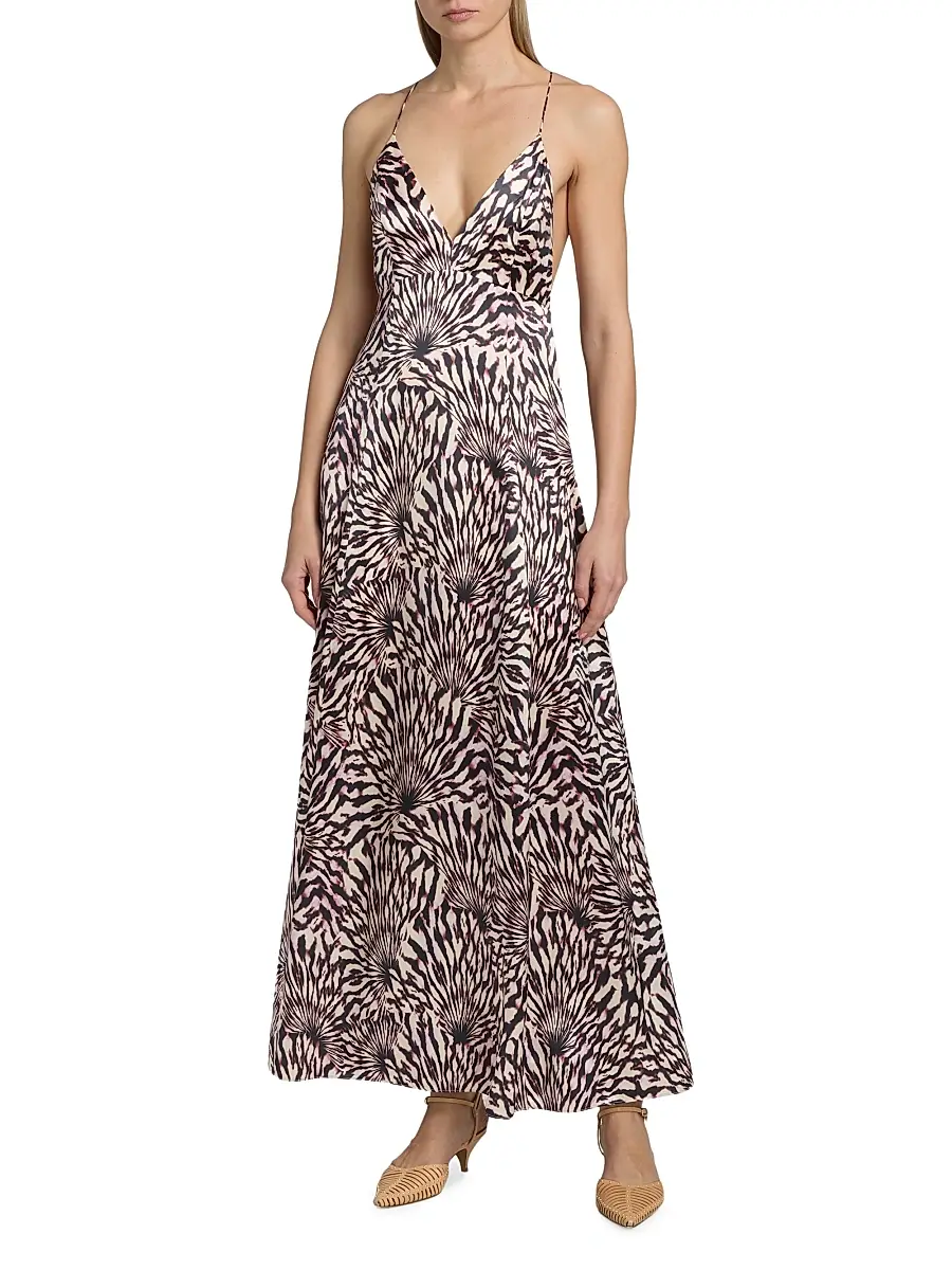 Ulla Johnson Women's Oriana Zebra-Print Satin A-Line Maxi Dress | Thumbnail 3 Ulla Johnson Women's Oriana Zebra-Print Satin A-Line Maxi Dress | Thumbnail 3