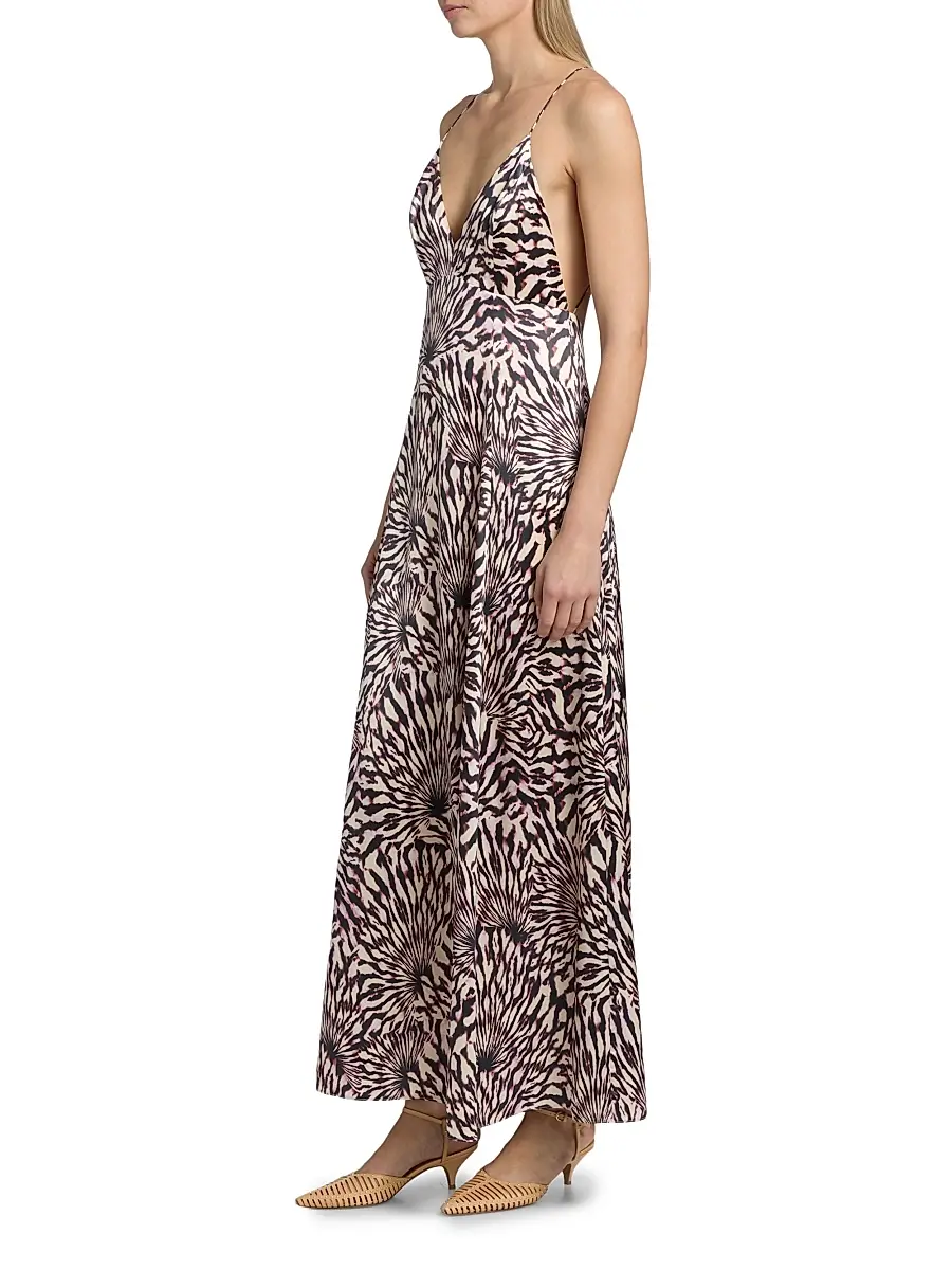 Ulla Johnson Women's Oriana Zebra-Print Satin A-Line Maxi Dress | Thumbnail 4 Ulla Johnson Women's Oriana Zebra-Print Satin A-Line Maxi Dress | Thumbnail 4