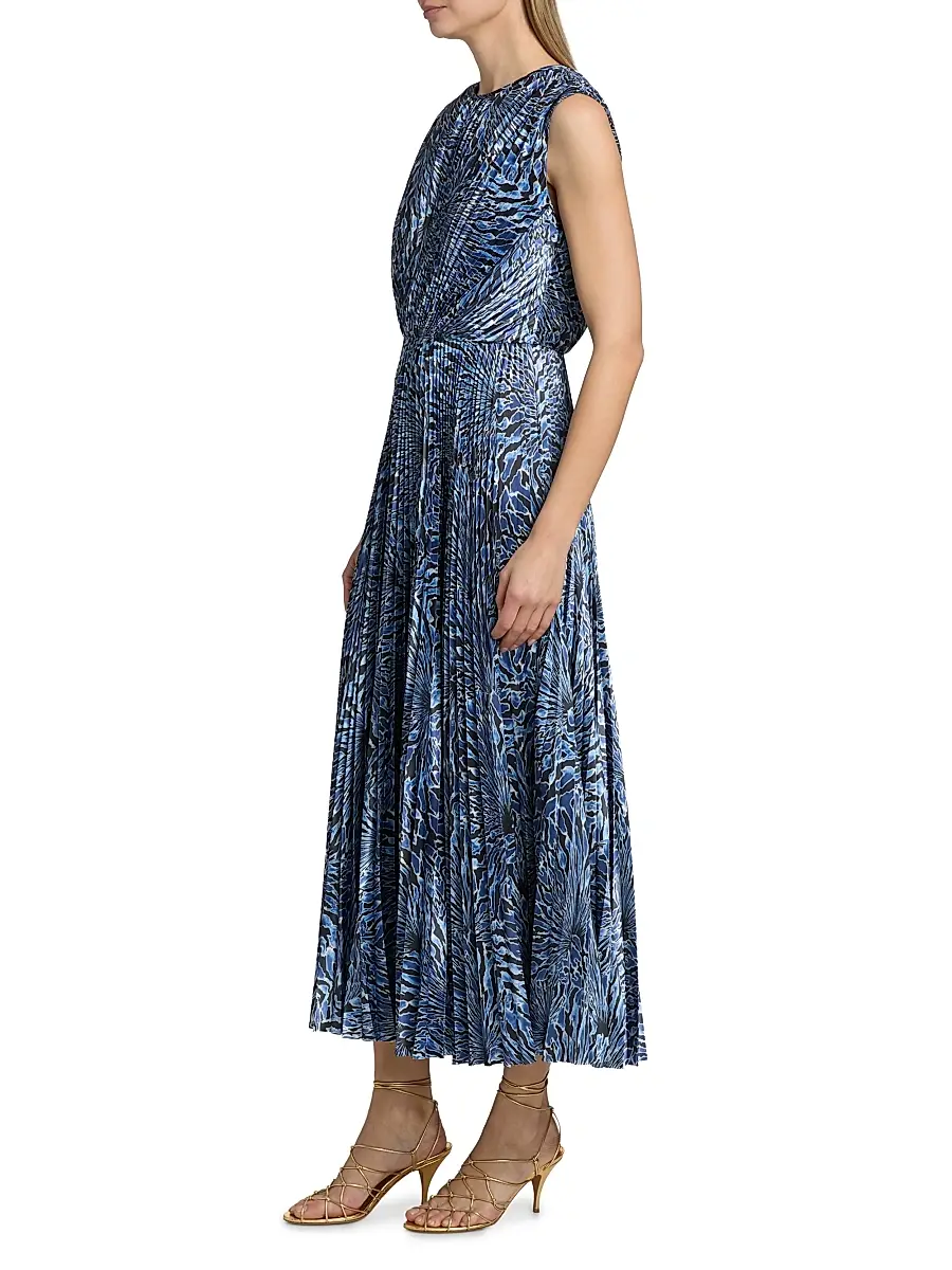 Ulla Johnson Women's Malin Pleated Satin Midi-Dress | Thumbnail 4 Ulla Johnson Women's Malin Pleated Satin Midi-Dress | Thumbnail 4