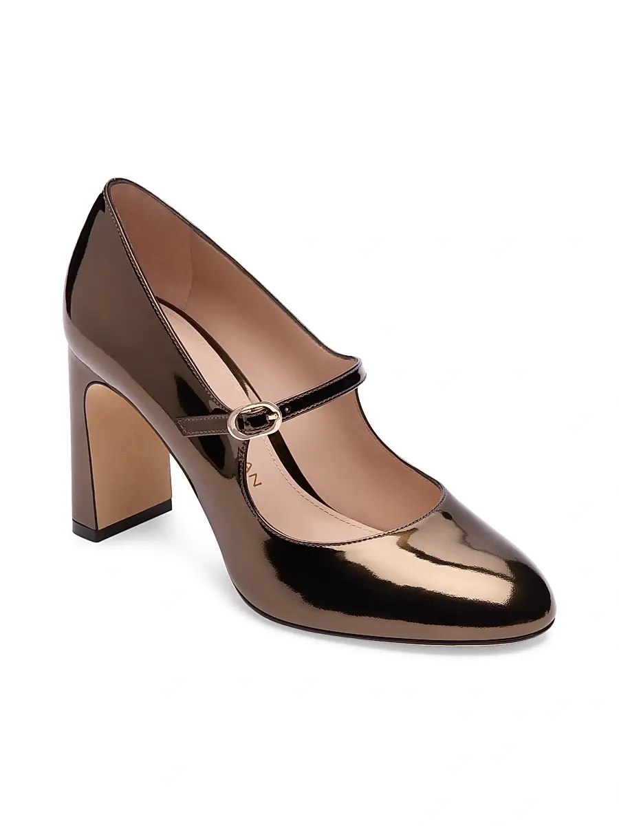Stuart Weitzman Women's Babette 85mm Patent Leather Mary Jane Pumps | Thumbnail 2 Stuart Weitzman Women's Babette 85mm Patent Leather Mary Jane Pumps | Thumbnail 2