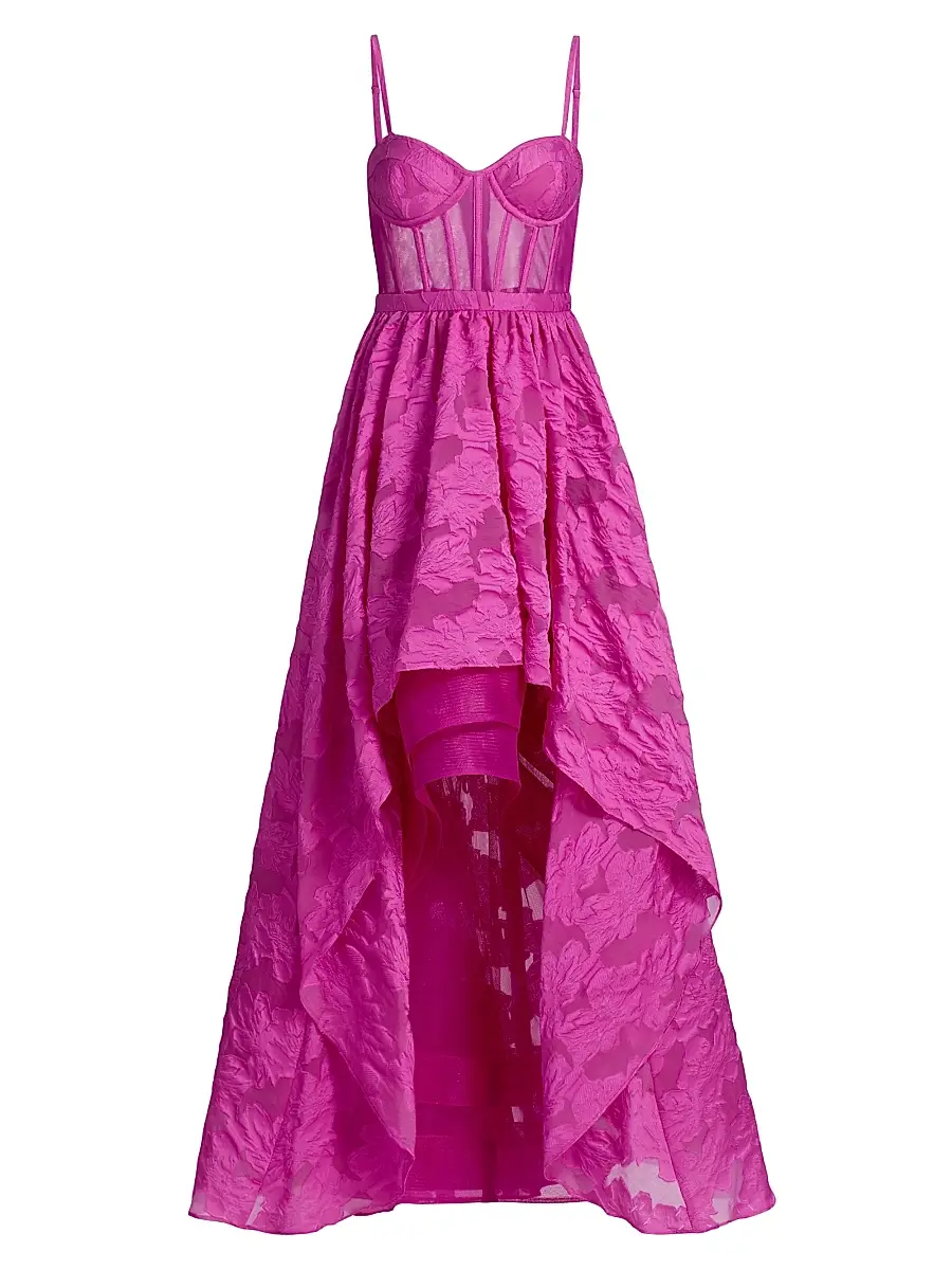 BCBGMAXAZRIA Women's Organza High-Low Gown - Electric Orchid | Image 1 BCBGMAXAZRIA Women's Organza High-Low Gown - Electric Orchid | Image 1