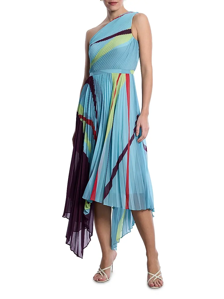 BCBGMAXAZRIA Women's Printed Pleated Midi-Dress | Thumbnail 2 BCBGMAXAZRIA Women's Printed Pleated Midi-Dress | Thumbnail 2
