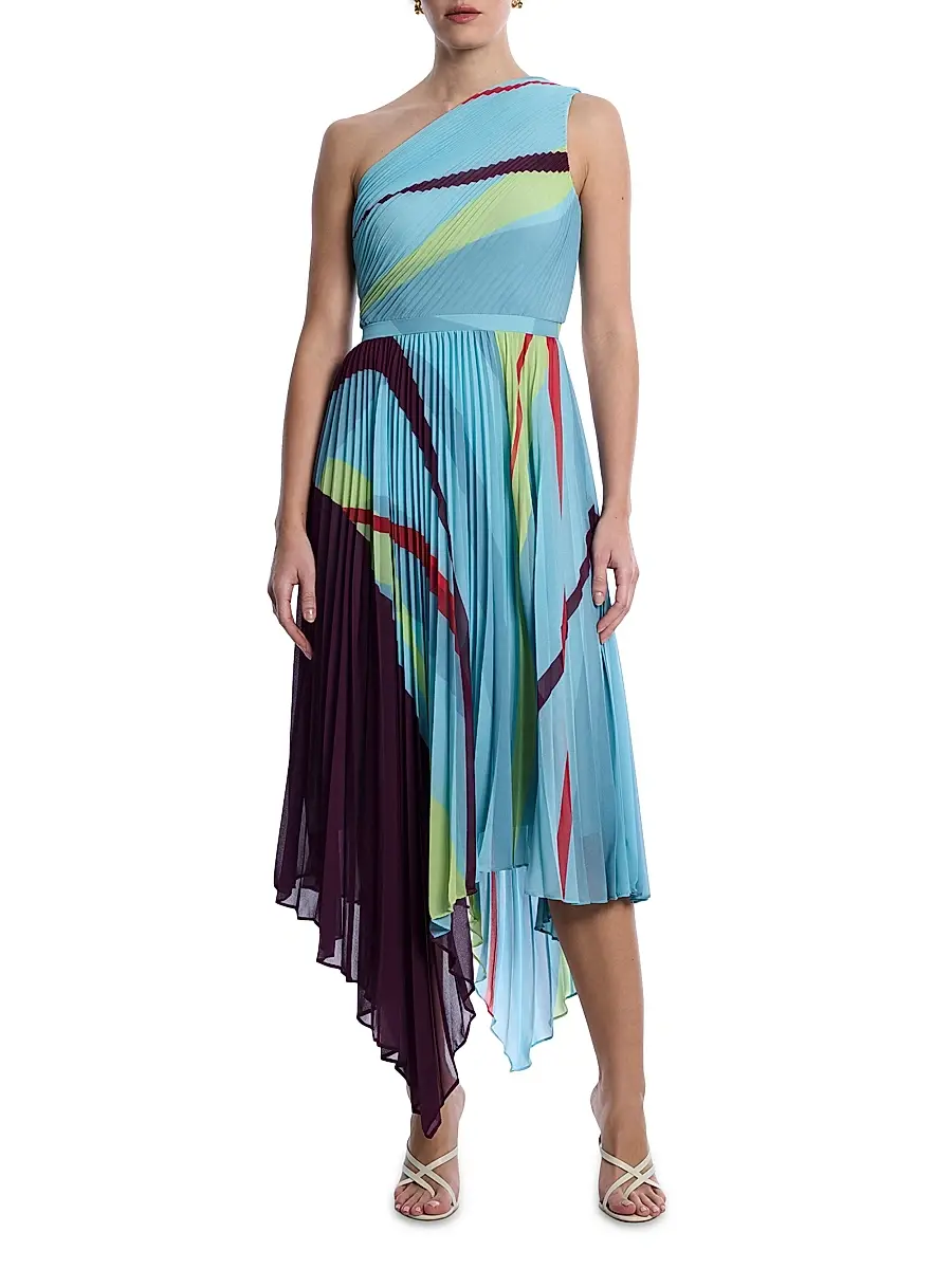 BCBGMAXAZRIA Women's Printed Pleated Midi-Dress | Thumbnail 3 BCBGMAXAZRIA Women's Printed Pleated Midi-Dress | Thumbnail 3