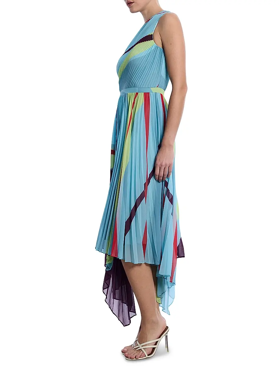 BCBGMAXAZRIA Women's Printed Pleated Midi-Dress | Thumbnail 4 BCBGMAXAZRIA Women's Printed Pleated Midi-Dress | Thumbnail 4