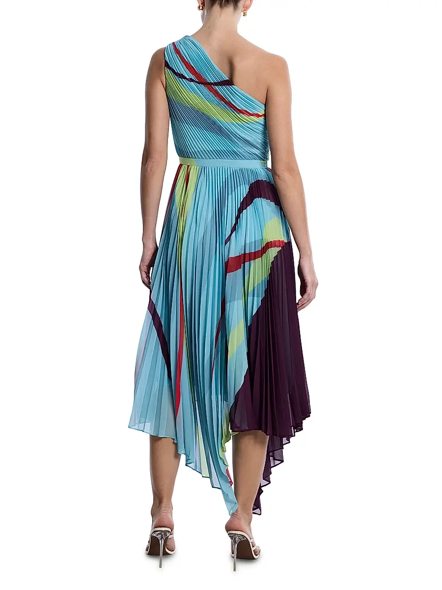 BCBGMAXAZRIA Women's Printed Pleated Midi-Dress | Thumbnail 5 BCBGMAXAZRIA Women's Printed Pleated Midi-Dress | Thumbnail 5