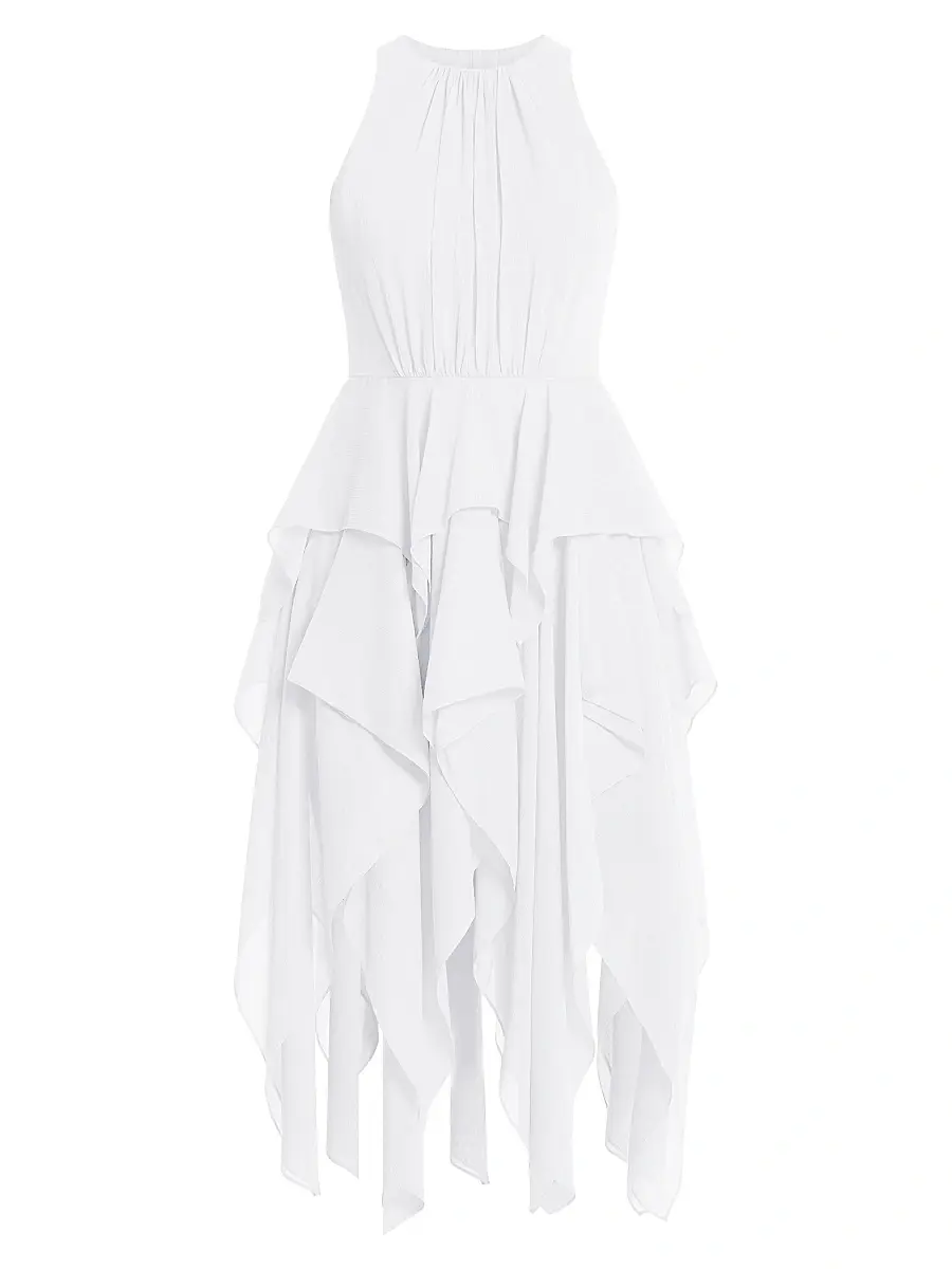 BCBGMAXAZRIA Women's Metallic Ruffle Midi-Dress - Chalk | Image 1 BCBGMAXAZRIA Women's Metallic Ruffle Midi-Dress - Chalk | Image 1
