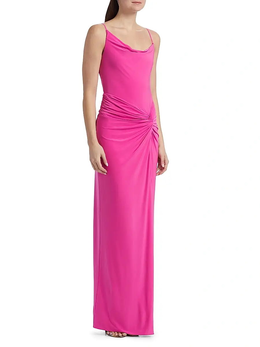 BCBGMAXAZRIA Women's Gathered Cowlneck Gown | Thumbnail 4 BCBGMAXAZRIA Women's Gathered Cowlneck Gown | Thumbnail 4
