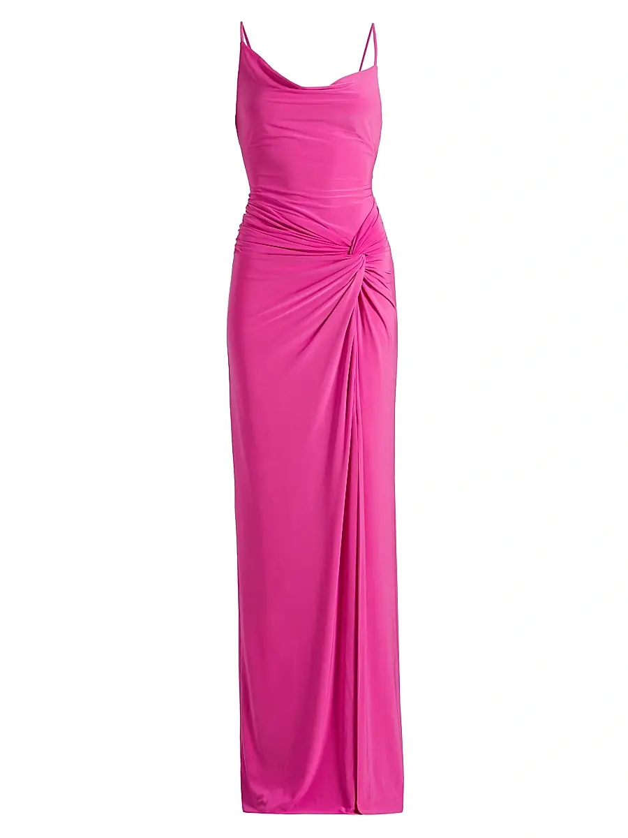 BCBGMAXAZRIA Women's Gathered Cowlneck Gown - Electric Orchid | Image 1 BCBGMAXAZRIA Women's Gathered Cowlneck Gown - Electric Orchid | Image 1