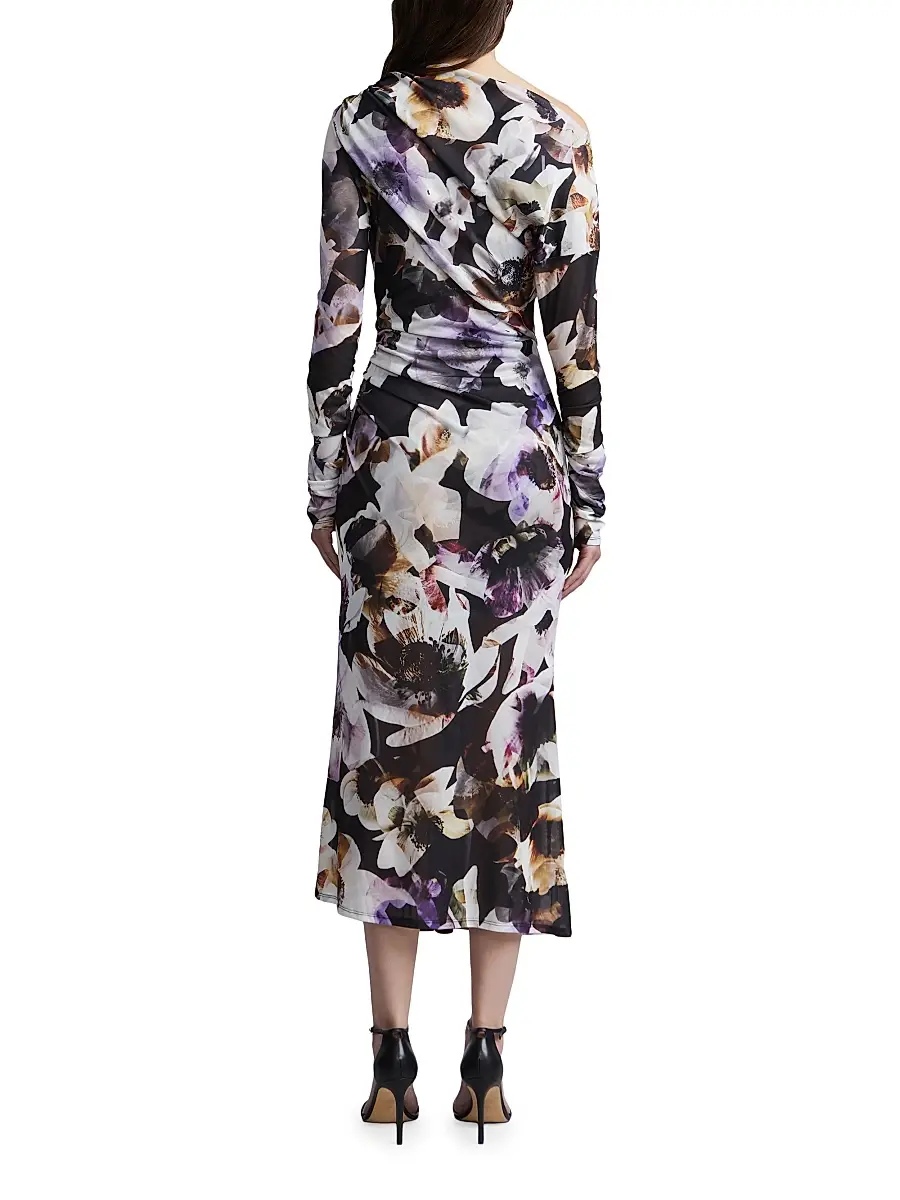 BCBGMAXAZRIA Women's Isla Floral Ruched Midi-Dress | Thumbnail 5 BCBGMAXAZRIA Women's Isla Floral Ruched Midi-Dress | Thumbnail 5