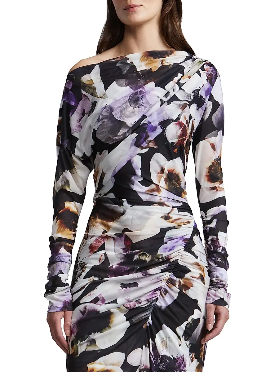 BCBGMAXAZRIA Women's Isla Floral Ruched Midi-Dress | Thumbnail 6 BCBGMAXAZRIA Women's Isla Floral Ruched Midi-Dress | Thumbnail 6