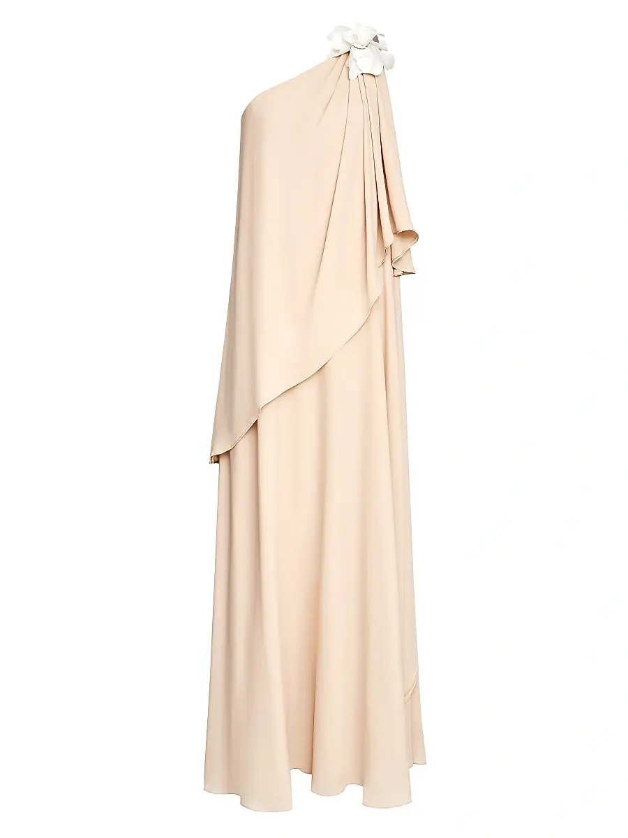 Halston Women's Solena One-Shoulder Georgette Gown - Beige | Image 1 Halston Women's Solena One-Shoulder Georgette Gown - Beige | Image 1