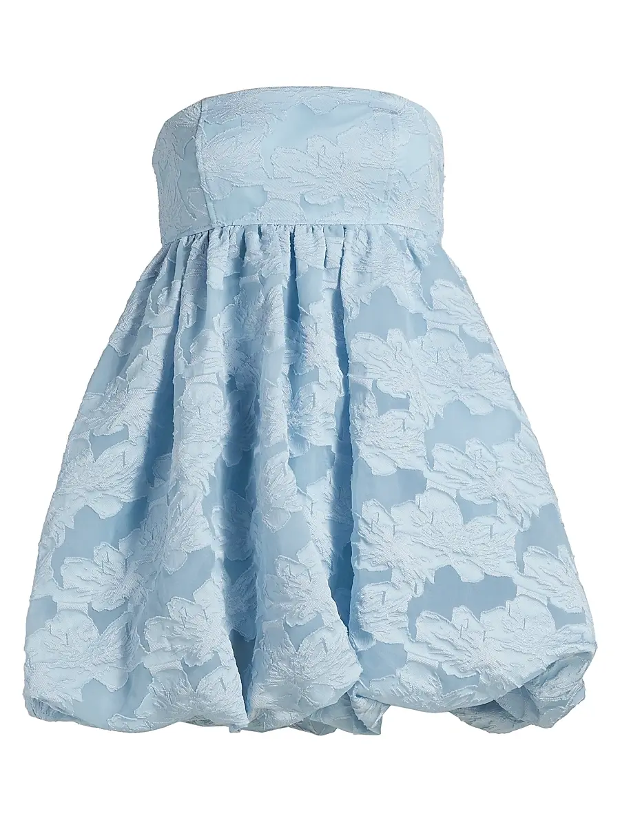 BCBGMAXAZRIA Women's Floral Jacquard Organza Bubble-Hem Minidress - Sky Way | Image 1 BCBGMAXAZRIA Women's Floral Jacquard Organza Bubble-Hem Minidress - Sky Way | Image 1