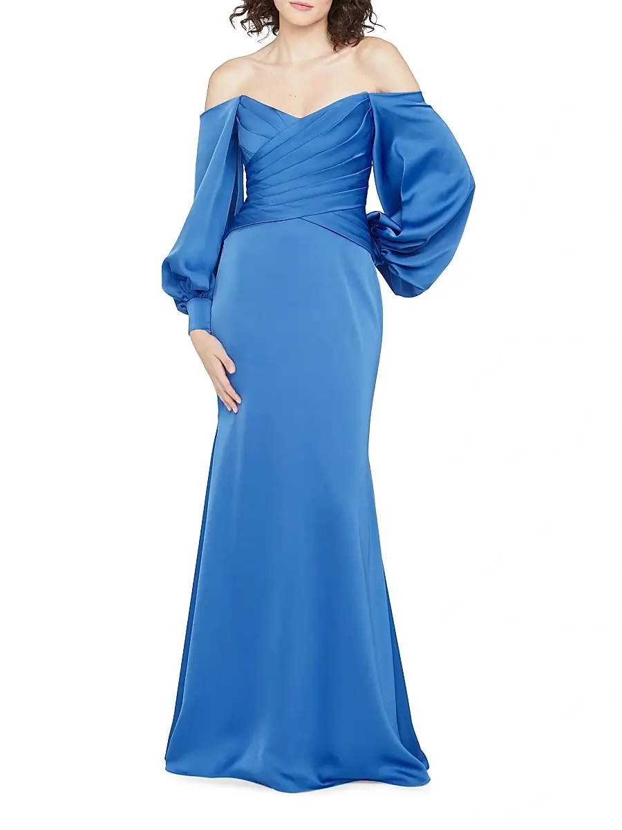 THEIA Women's Milenia Off-The-Shoulder Satin Gown | Thumbnail 2 THEIA Women's Milenia Off-The-Shoulder Satin Gown | Thumbnail 2