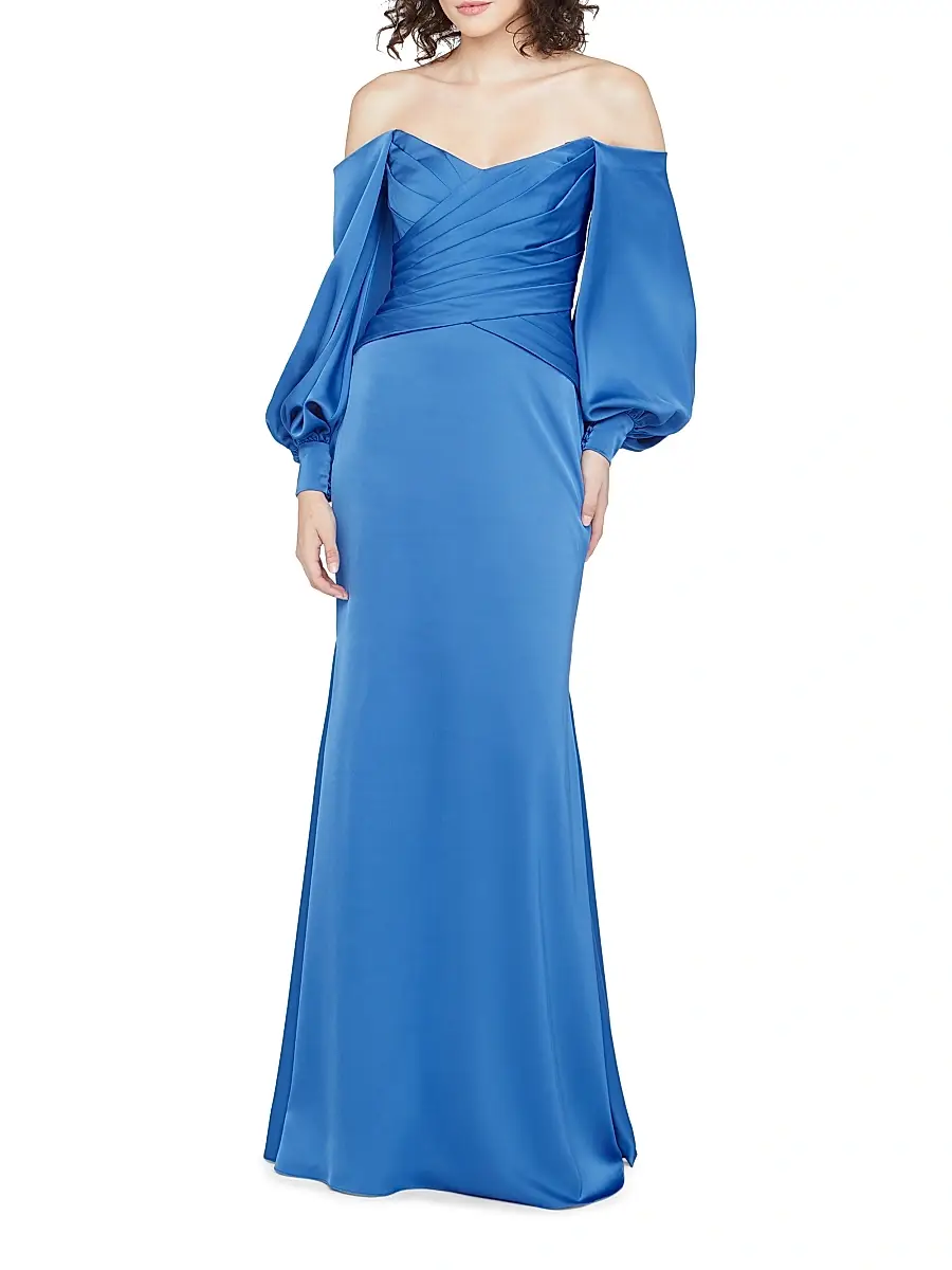 THEIA Women's Milenia Off-The-Shoulder Satin Gown | Thumbnail 3 THEIA Women's Milenia Off-The-Shoulder Satin Gown | Thumbnail 3