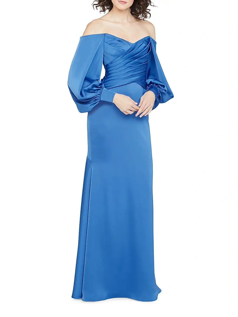 THEIA Women's Milenia Off-The-Shoulder Satin Gown | Thumbnail 4 THEIA Women's Milenia Off-The-Shoulder Satin Gown | Thumbnail 4