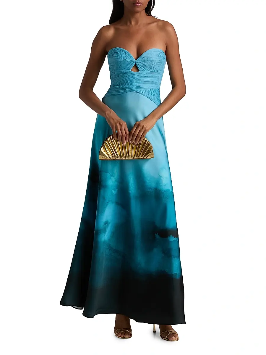 Amur Women's Cova Ombré Chiffon Strapless Gown | Thumbnail 2 Amur Women's Cova Ombré Chiffon Strapless Gown | Thumbnail 2