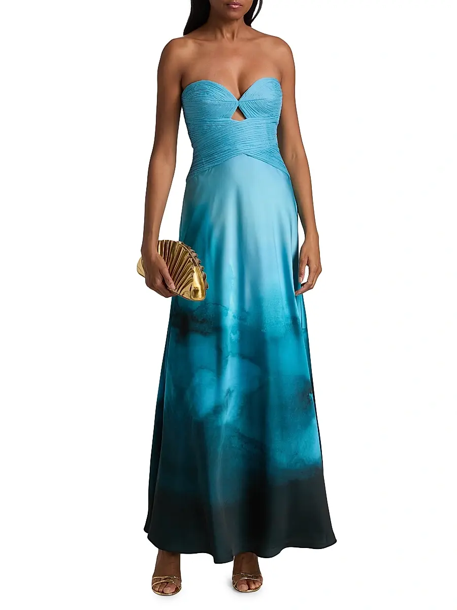 Amur Women's Cova Ombré Chiffon Strapless Gown | Thumbnail 3 Amur Women's Cova Ombré Chiffon Strapless Gown | Thumbnail 3