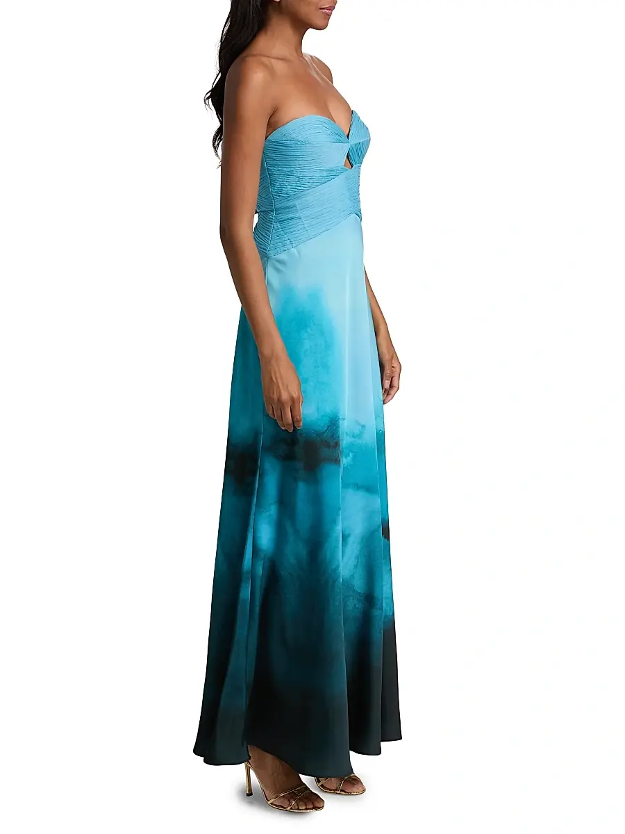 Amur Women's Cova Ombré Chiffon Strapless Gown | Thumbnail 4 Amur Women's Cova Ombré Chiffon Strapless Gown | Thumbnail 4