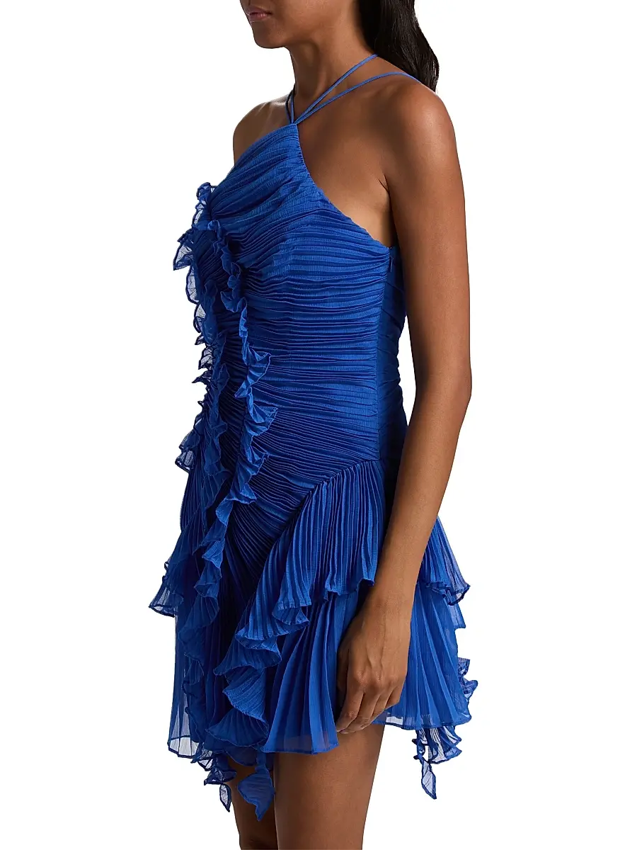 Amur Women's Velora Asymmetric Ruffled Halterneck Minidress | Thumbnail 4