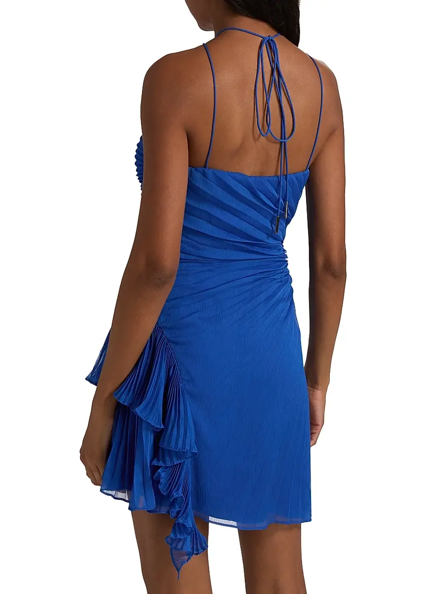 Amur Women's Velora Asymmetric Ruffled Halterneck Minidress | Thumbnail 5
