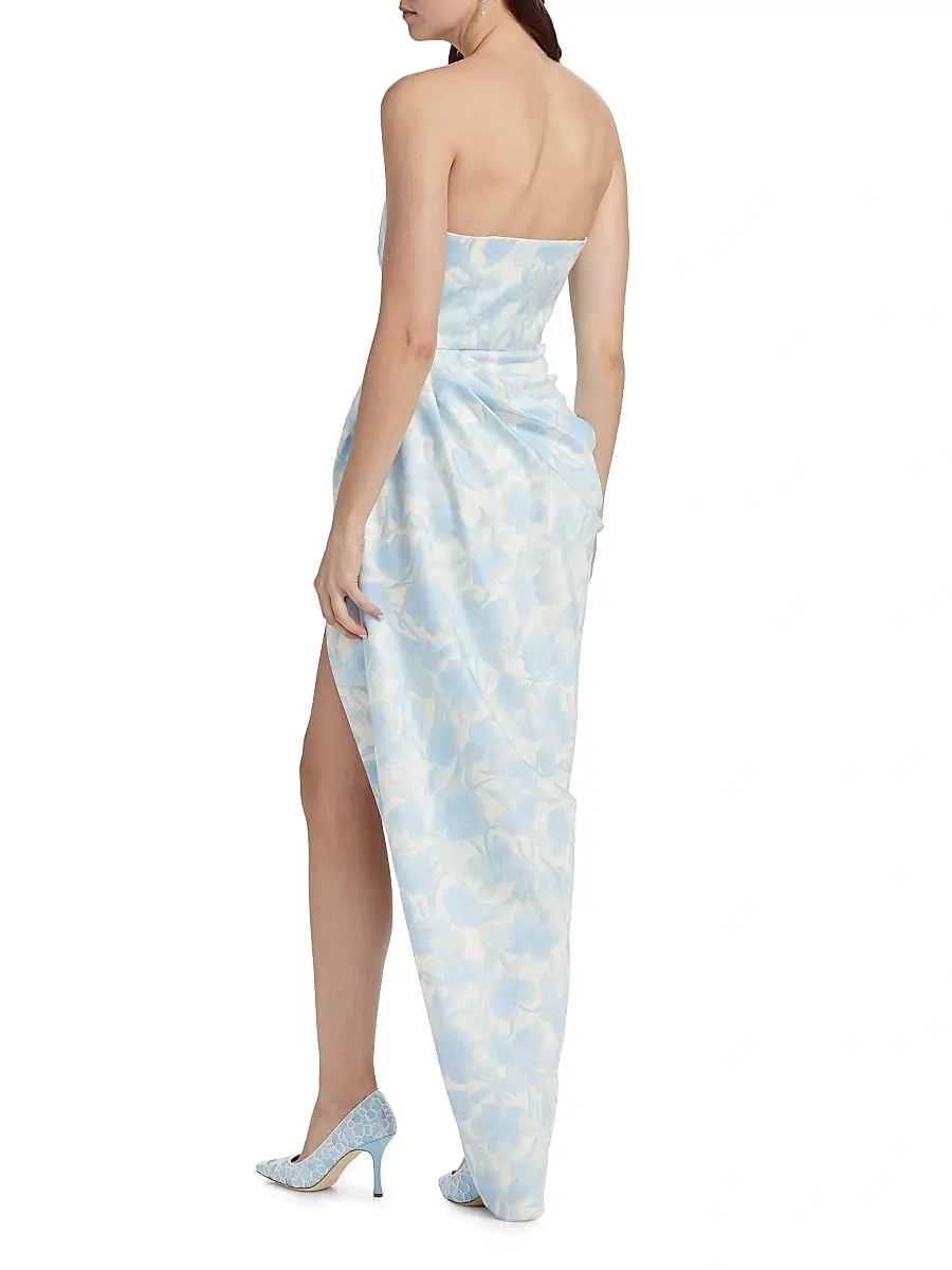 BCBGMAXAZRIA Women's Gathered Floral Strapless Gown | Thumbnail 5