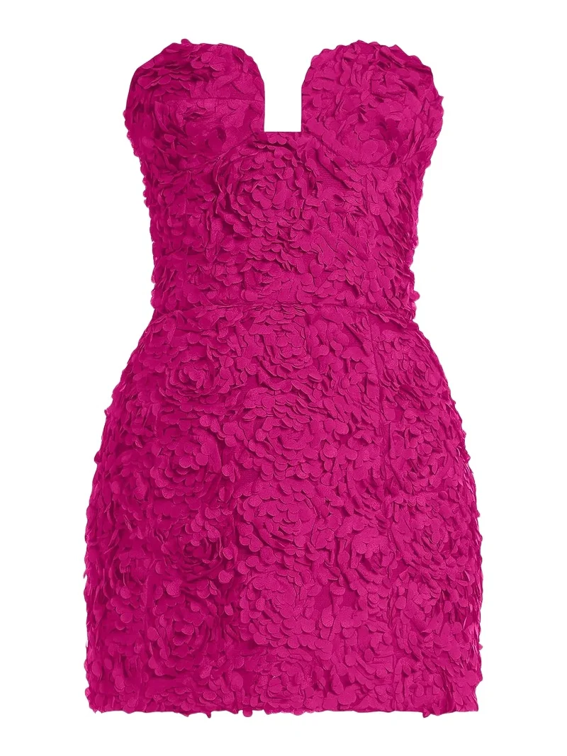 Women's Strapless 3D Floral Minidress