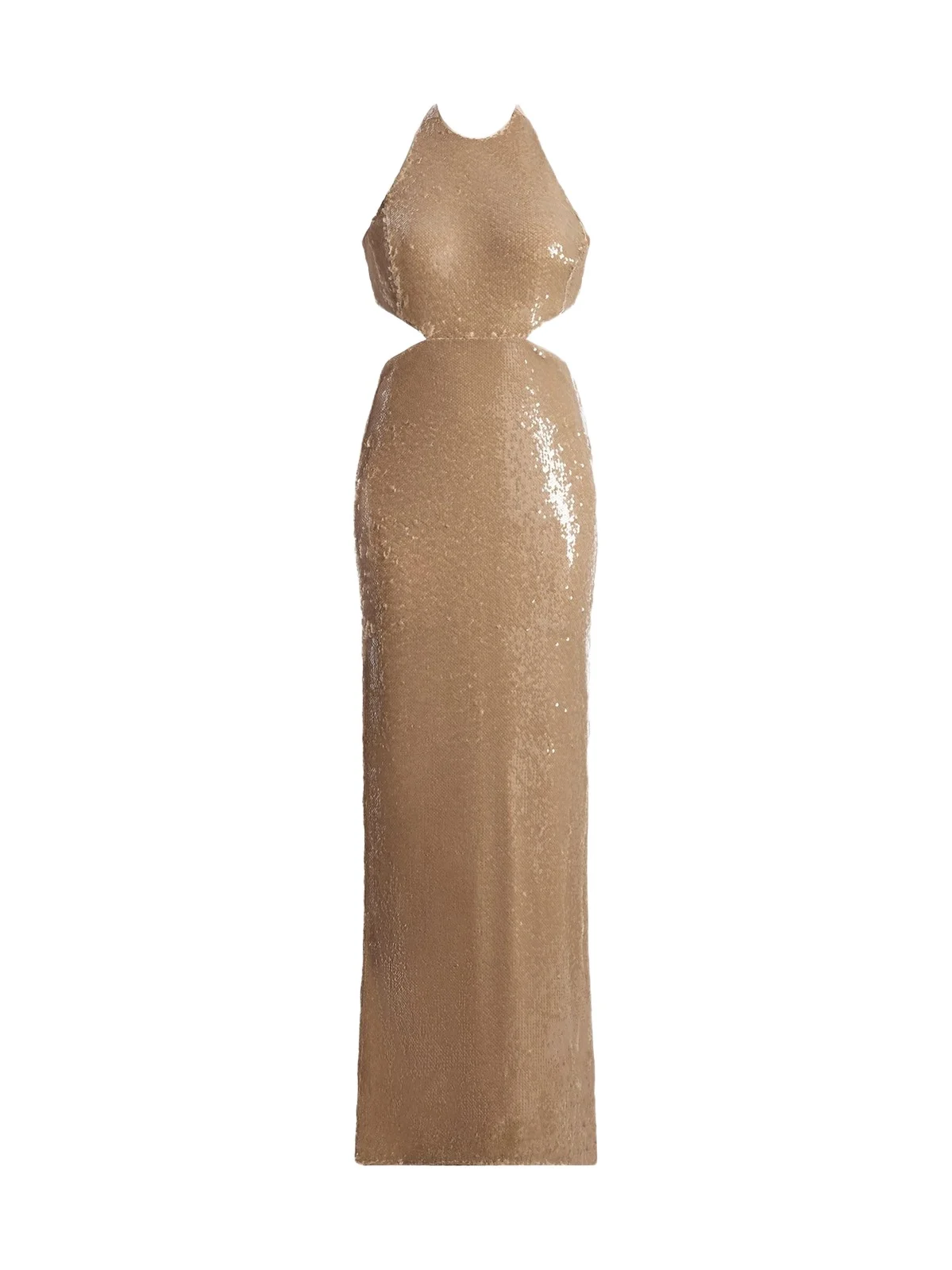 Women's Sequined Cut-Out Halter Gown