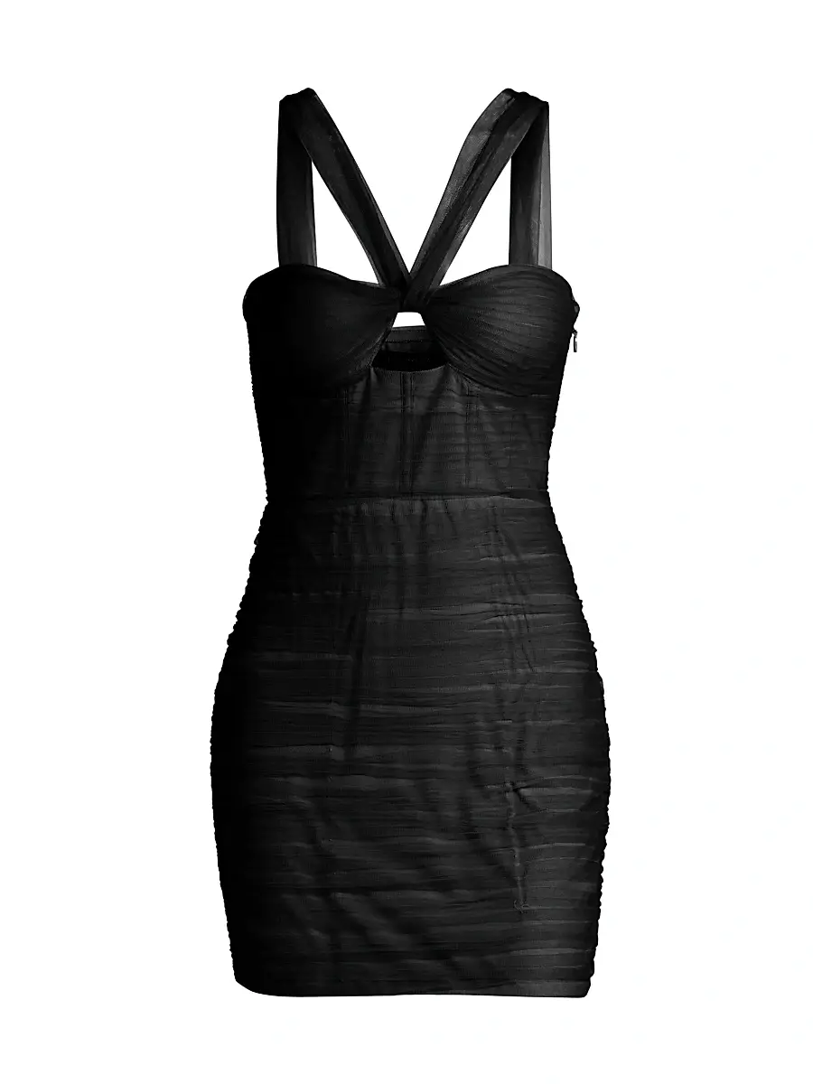 BCBGMAXAZRIA Women's Tulle Halterneck Minidress - Black | Image 1 BCBGMAXAZRIA Women's Tulle Halterneck Minidress - Black | Image 1