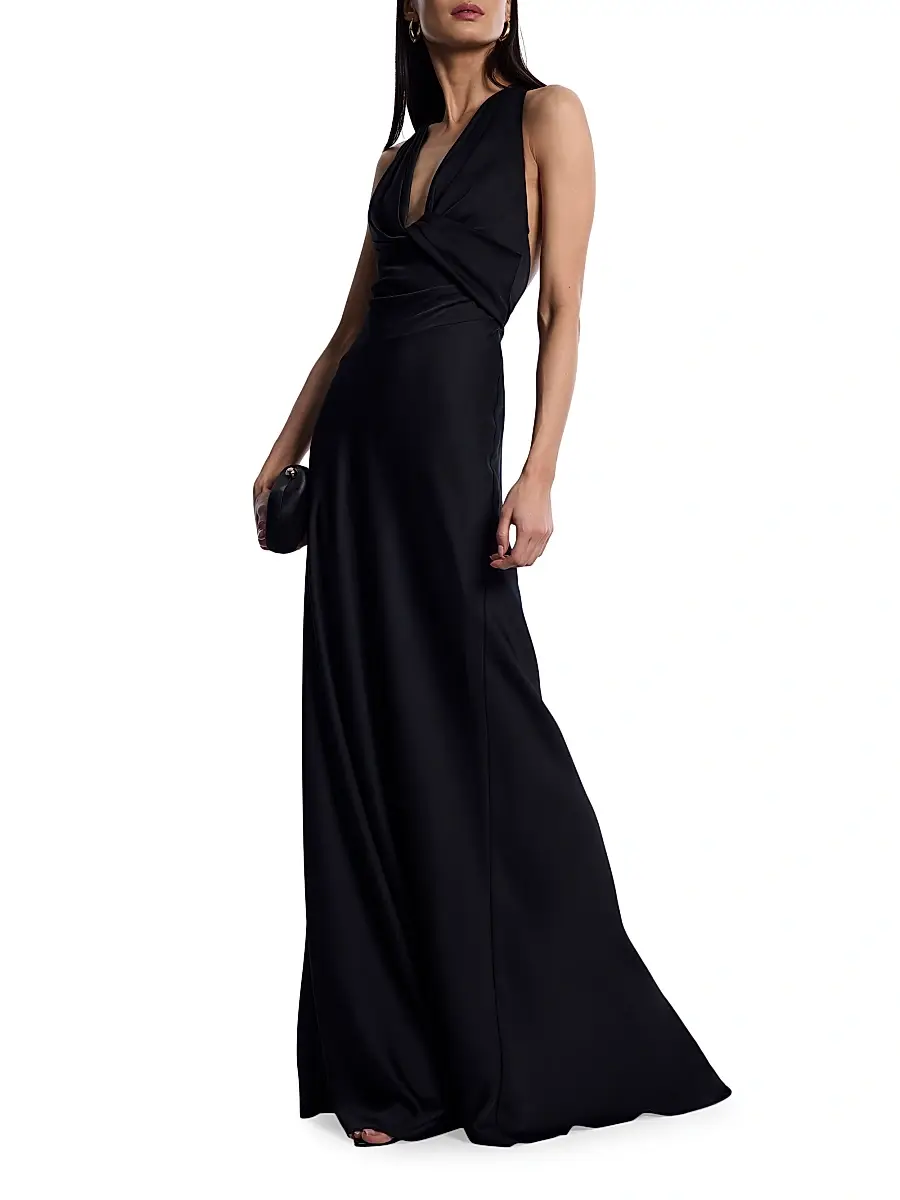 BCBGMAXAZRIA Women's Cowlneck Satin Gown | Thumbnail 2 BCBGMAXAZRIA Women's Cowlneck Satin Gown | Thumbnail 2