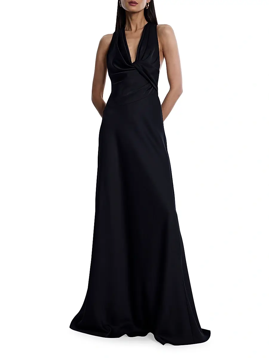 BCBGMAXAZRIA Women's Cowlneck Satin Gown | Thumbnail 3 BCBGMAXAZRIA Women's Cowlneck Satin Gown | Thumbnail 3