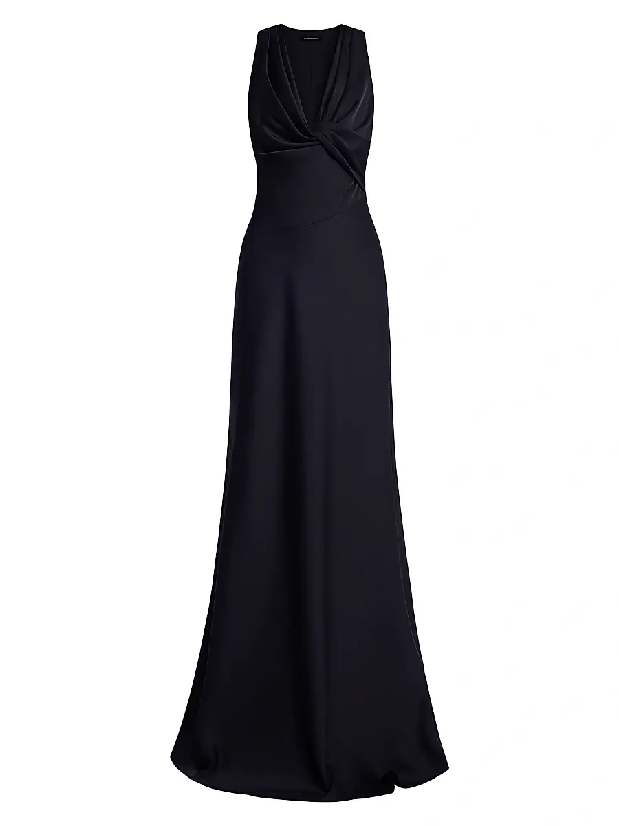 BCBGMAXAZRIA Women's Cowlneck Satin Gown - Black | Image 1 BCBGMAXAZRIA Women's Cowlneck Satin Gown - Black | Image 1