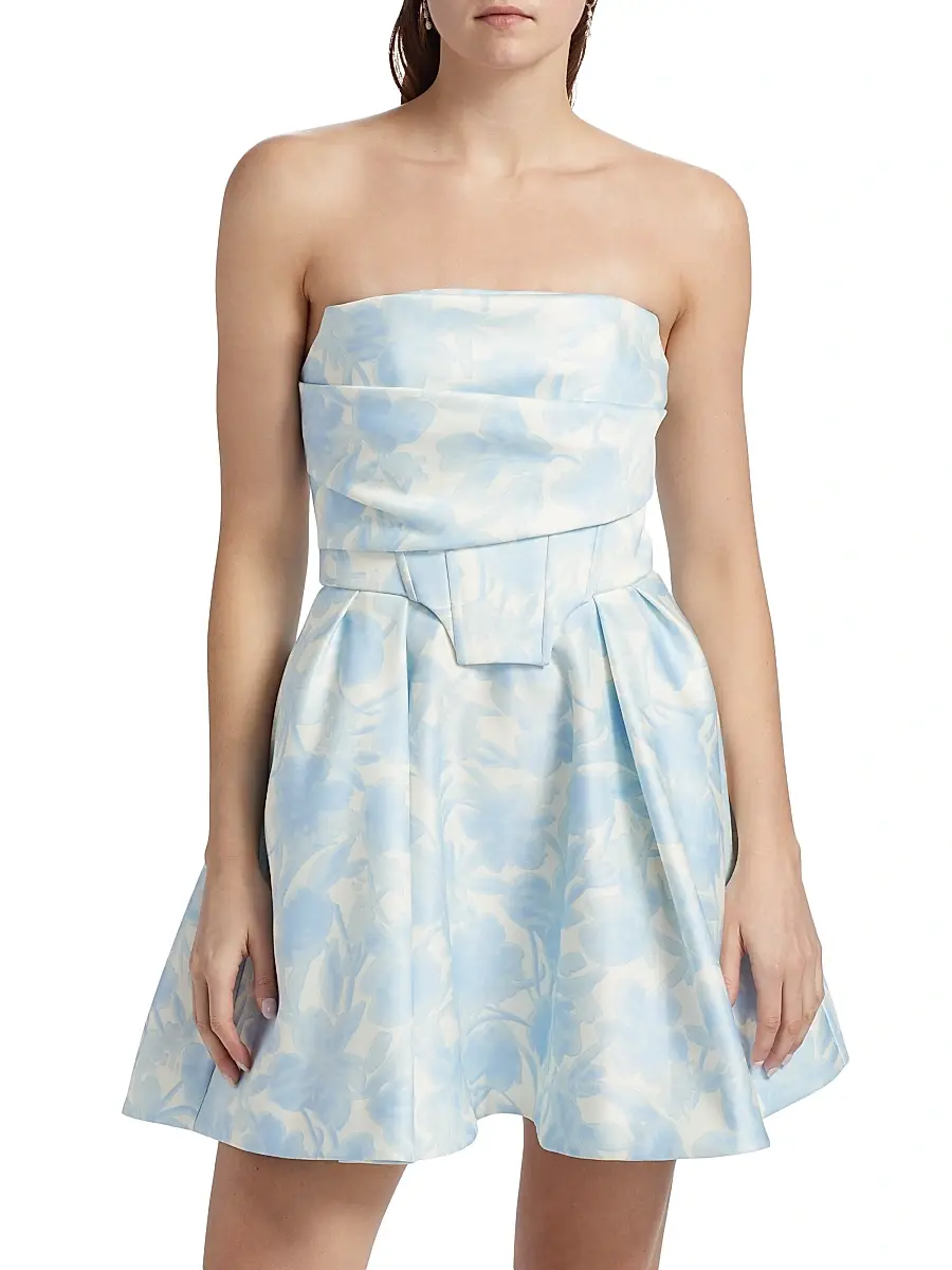 BCBGMAXAZRIA Women's Floral Peak Top Stitch Minidress | Thumbnail 3 BCBGMAXAZRIA Women's Floral Peak Top Stitch Minidress | Thumbnail 3