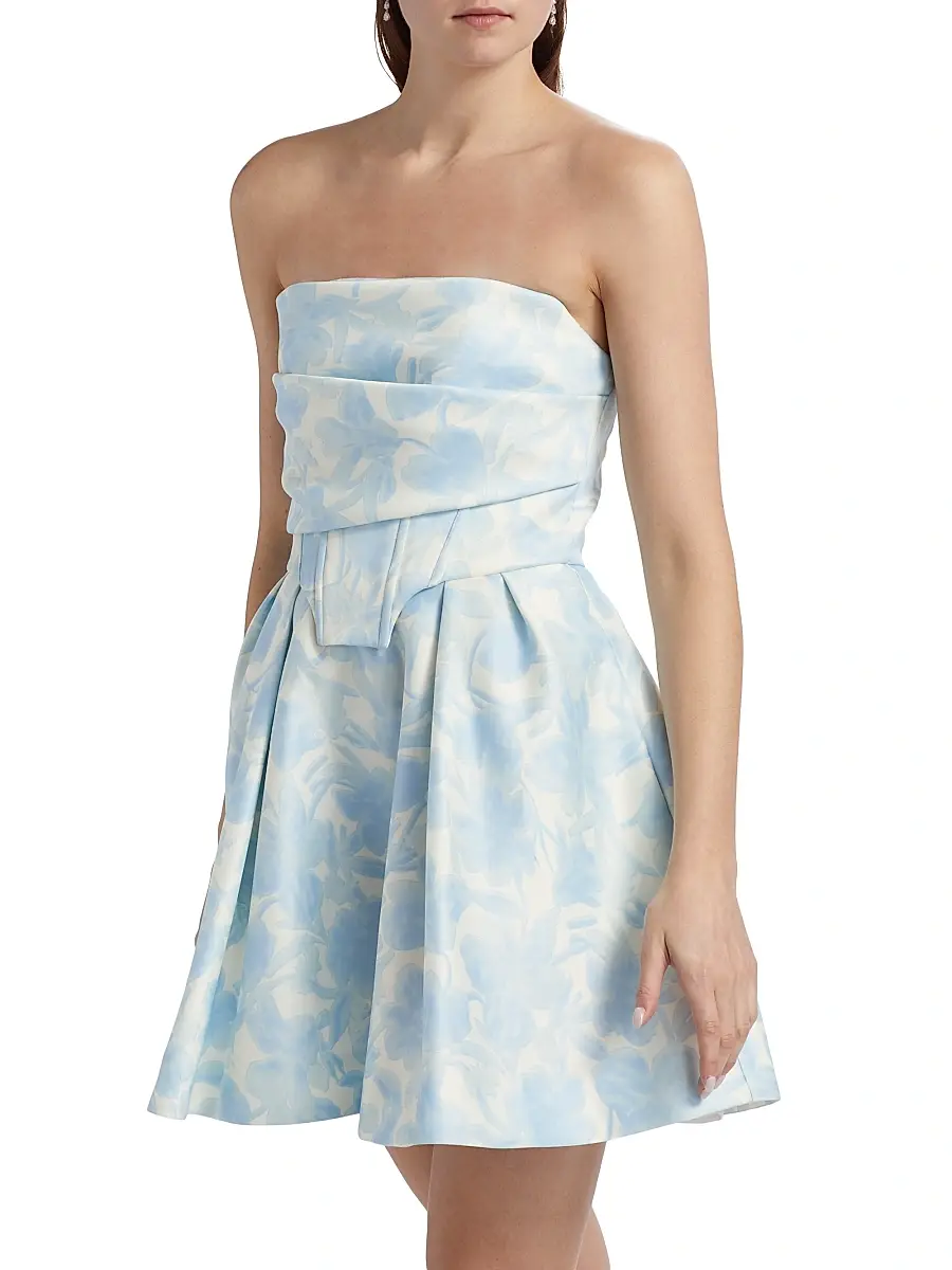 BCBGMAXAZRIA Women's Floral Peak Top Stitch Minidress | Thumbnail 4 BCBGMAXAZRIA Women's Floral Peak Top Stitch Minidress | Thumbnail 4
