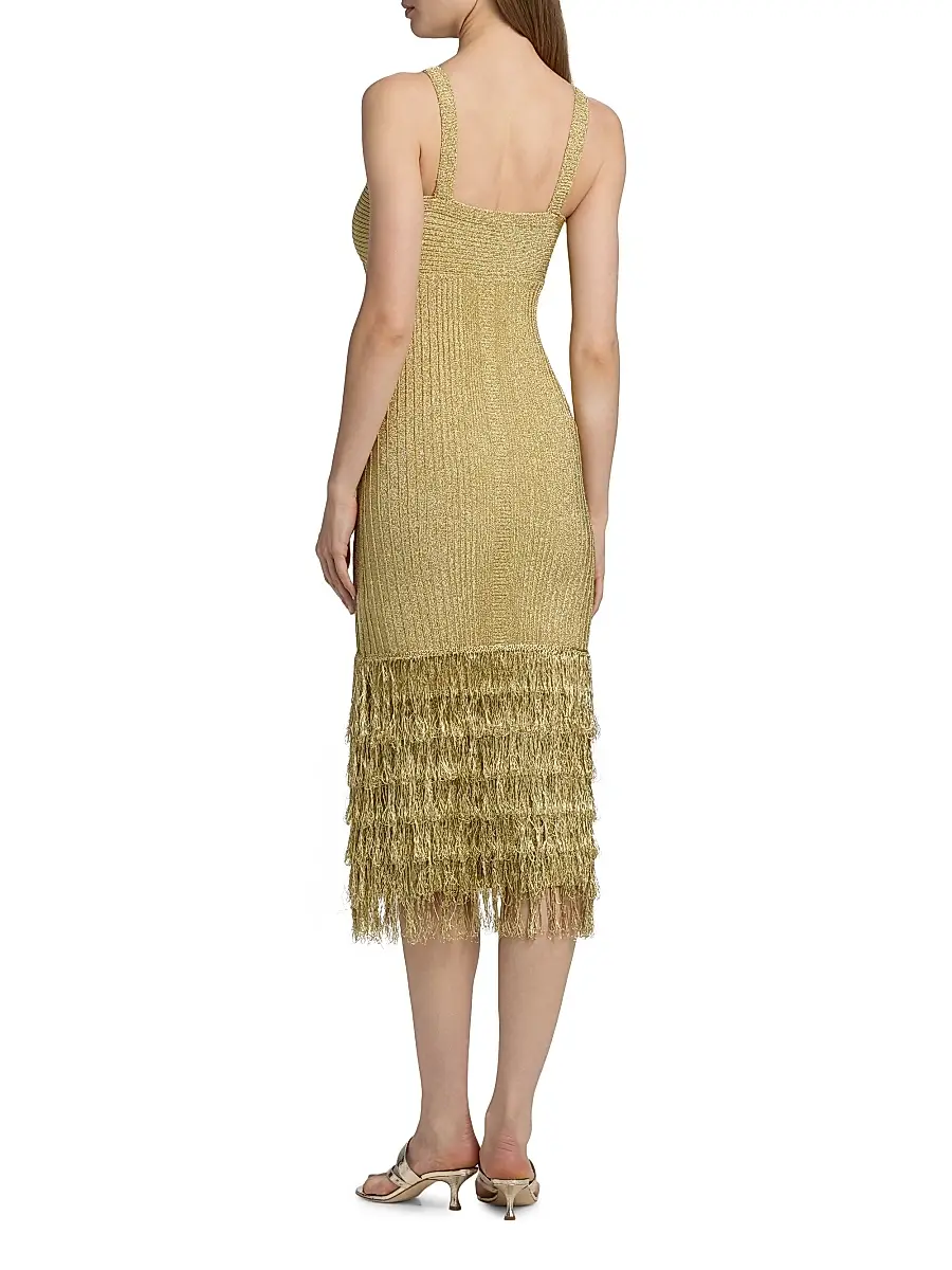Amur Women's Rosalina Shimmer Metallic Fringe Midi-Dress | Thumbnail 5