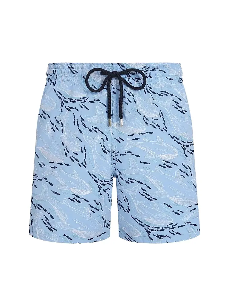 Vilebrequin Men's Mistral Nylon Swim Trunks - Blue Flora | Image 1 Vilebrequin Men's Mistral Nylon Swim Trunks - Blue Flora | Image 1