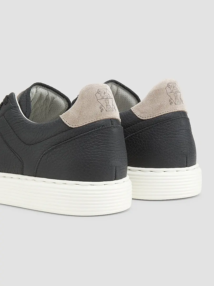 Brunello Cucinelli Men's Suede-Trim Low-Top Leather Sneakers | Thumbnail 3 Brunello Cucinelli Men's Suede-Trim Low-Top Leather Sneakers | Thumbnail 3