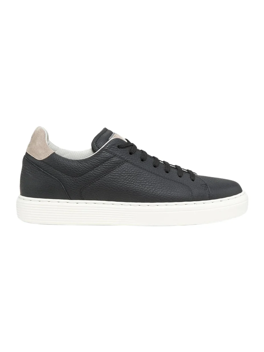 Brunello Cucinelli Men's Suede-Trim Low-Top Leather Sneakers