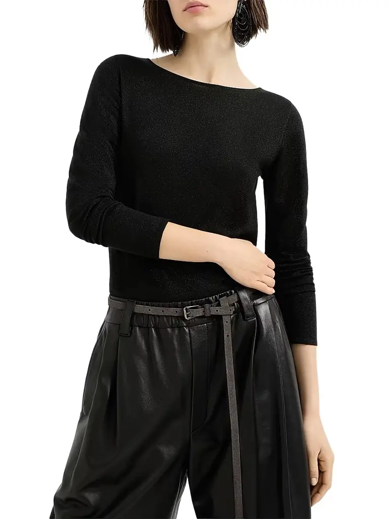 Brunello Cucinelli Women's Sparkling Cashmere and Silk Lightweight Sweater - Black | Image 1 Brunello Cucinelli Women's Sparkling Cashmere and Silk Lightweight Sweater - Black | Image 1