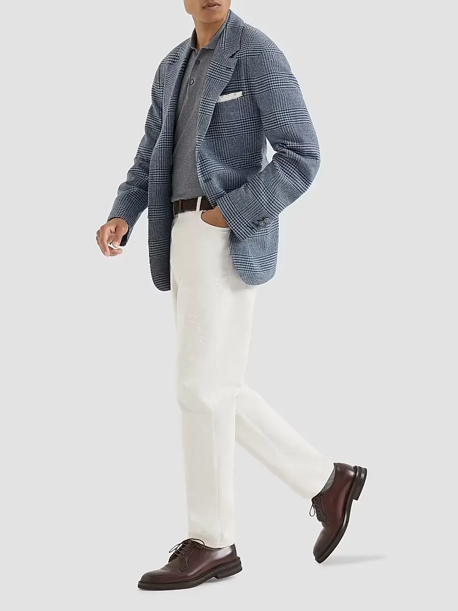 Brunello Cucinelli Men's Cotton Lightweight Knit Polo Shirt | Thumbnail 2 Brunello Cucinelli Men's Cotton Lightweight Knit Polo Shirt | Thumbnail 2