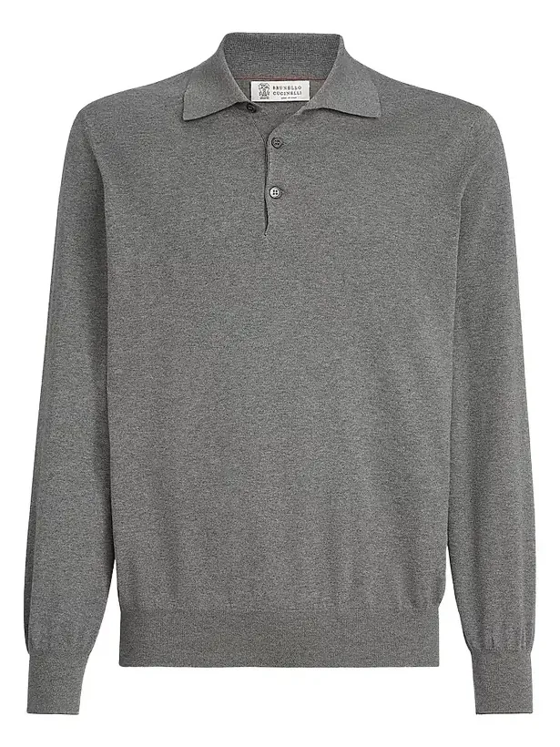 Brunello Cucinelli Men's Cotton Lightweight Knit Polo Shirt
