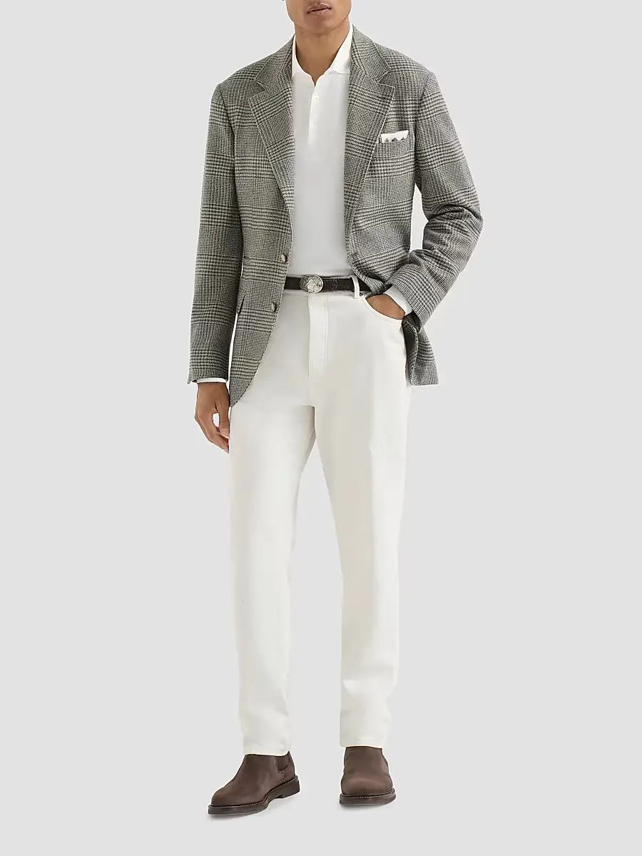 Brunello Cucinelli Men's Cotton Lightweight Knit Polo Shirt | Thumbnail 2 Brunello Cucinelli Men's Cotton Lightweight Knit Polo Shirt | Thumbnail 2