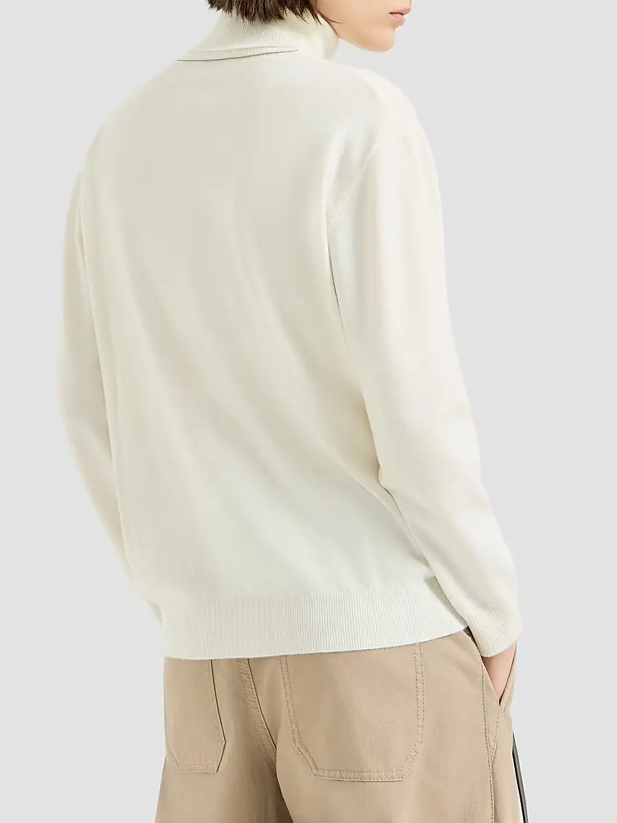 Brunello Cucinelli Women's Cashmere Turtleneck Sweater with Monili - White | Thumbnail 4 Brunello Cucinelli Women's Cashmere Turtleneck Sweater with Monili - White | Thumbnail 4
